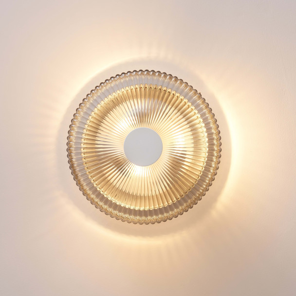 Plafonnier rond design verre fumé brillant - Paolina