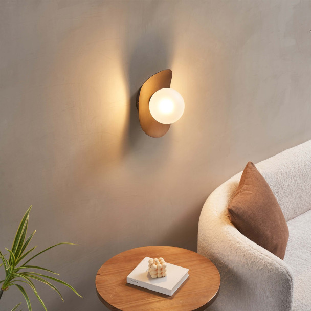 Applique marron bois verre blanc - Aurema