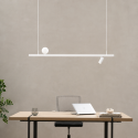 Suspension blanche système magnétique un spot deux profilés et une boule en verre 22W LED - Lyne