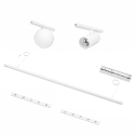 Suspension blanche système magnétique un spot deux profilés et une boule en verre 22W LED - Lyne