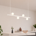 Suspension blanche système magnétique avec 4 boules en verre 12W LED - Lyne