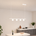 Suspension blanche système magnétique avec 4 boules en verre 12W LED - Lyne