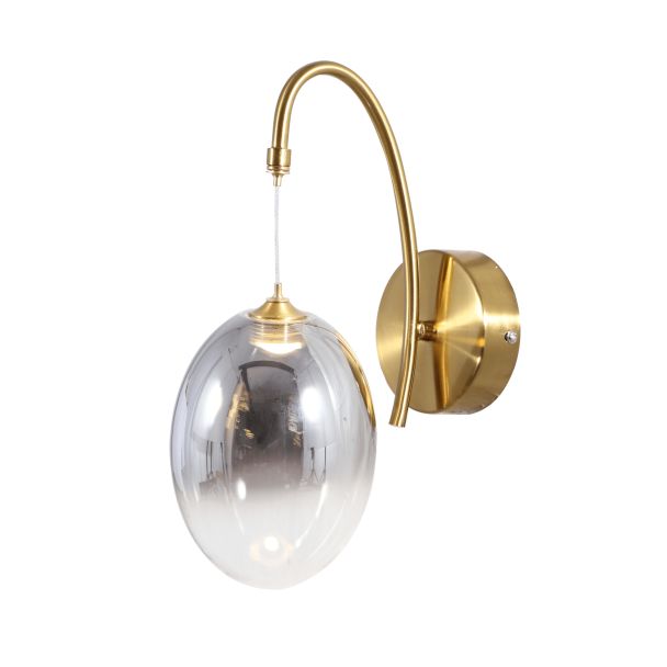Applique dorée LED en arc avec globe ovale suspendu - Nuvéo