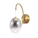 Applique dorée LED en arc avec globe ovale suspendu - Nuvéo