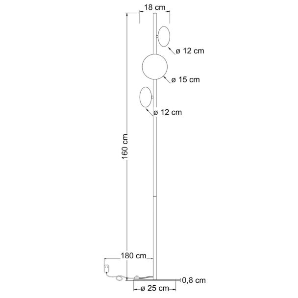 Lampadaire LED ultra design noir et verre fumé 160 cm - Rafaelli