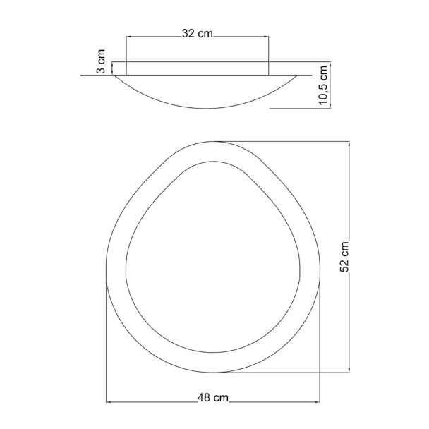 Plafonnier design laiton et diffuseur opalin 50 cm - Kiel