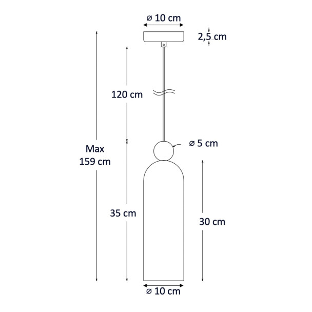 Suspension dorée verre fumé et cannelé - Leonora
