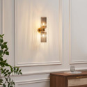 Grande applique double verre texturé fumé - Leonora