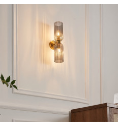 Grande applique double verre texturé fumé - Leonora