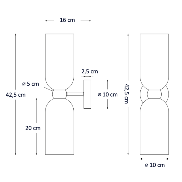 Grande applique double verre texturé fumé -...