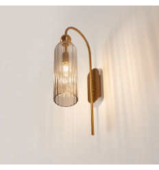 Grande applique cloche dorée verre fumé texturé - Leonora 2