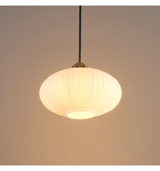 Suspension moderne dorée verre opal strié - Ambrine 2