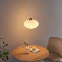 Suspension moderne dorée verre opal strié - Ambrine