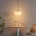 Suspension moderne dorée verre opal strié - Ambrine