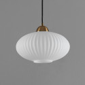 Suspension moderne dorée verre opal strié - Ambrine