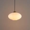 Suspension moderne dorée verre opal strié - Ambrine