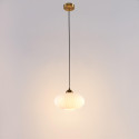 Suspension moderne dorée verre opal strié - Ambrine