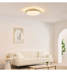 Plafonnier rond beige nervuré LED dimmable 50 cm - Facciotto 2