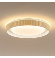 Plafonnier rond beige nervuré LED dimmable 50 cm - Facciotto