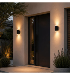Applique extérieure design noire double faisceau IP65 -... 2