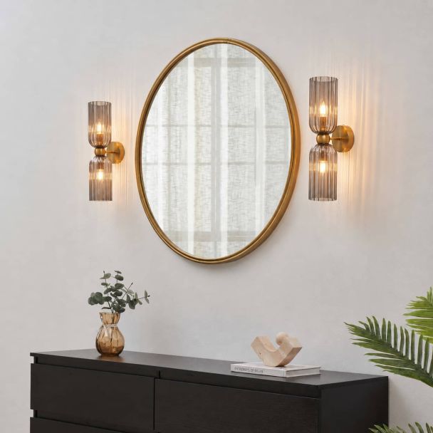 Applique double verre texturé fumé - Leonora