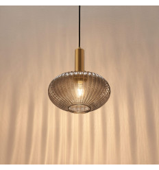 Petite suspension design verre gris nervuré - Judy 2