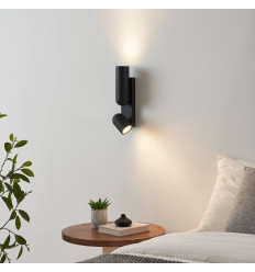 Applique murale noire double éclairage cylindrique - Arven