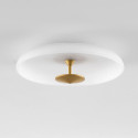 Plafonnier vintage doré disque verre dépoli 40 cm LED - Avelis