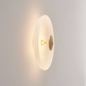 Plafonnier vintage doré disque verre dépoli 40 cm LED - Avelis