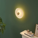 Plafonnier vintage doré disque verre dépoli 40 cm LED - Avelis
