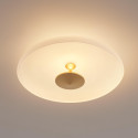 Plafonnier vintage doré disque verre dépoli 40 cm LED - Avelis