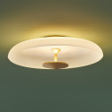 Plafonnier vintage doré disque verre dépoli 40 cm LED - Avelis