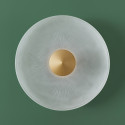 Plafonnier vintage doré disque verre dépoli 40 cm LED - Avelis