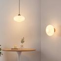 Suspension moderne dorée verre opal strié - Ambrine