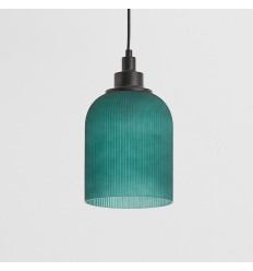 Suspension contemporaine cloche cannelée vert pétrole -... 2