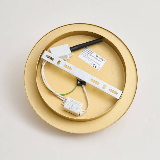 Applique disque rond dorée et verre gaufré 25...
