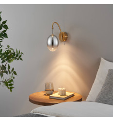 Applique dorée LED en arc avec globe ovale suspendu - Nuvéo