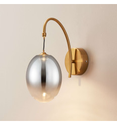 Applique dorée LED en arc avec globe ovale suspendu - Nuvéo 2
