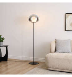 Lampadaire contemporain verre fumé LED intégrée 145 cm -...