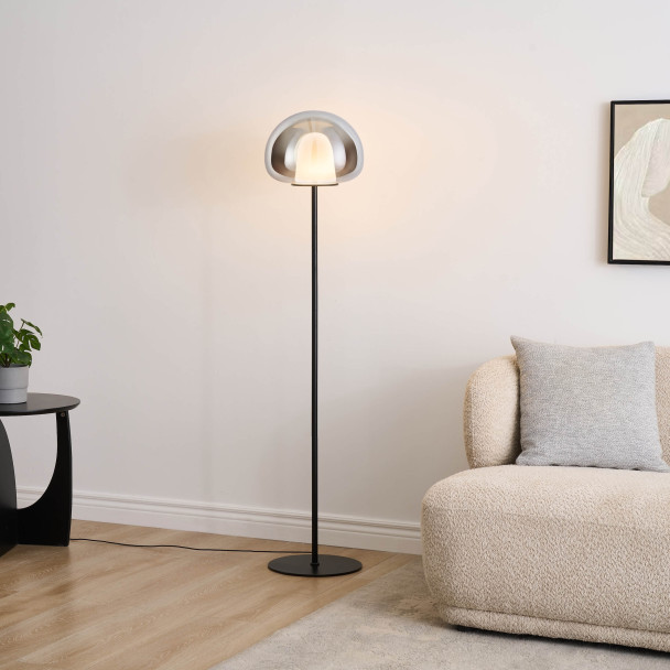 Lampadaire contemporain verre fumé LED intégrée...