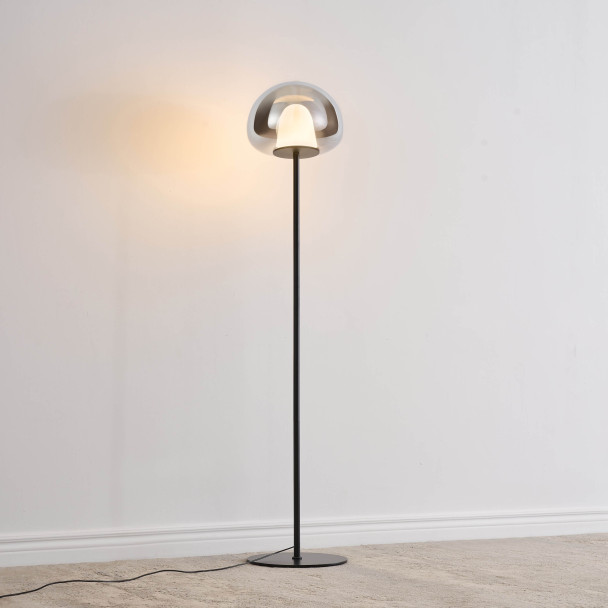 Lampadaire contemporain verre fumé LED intégrée...