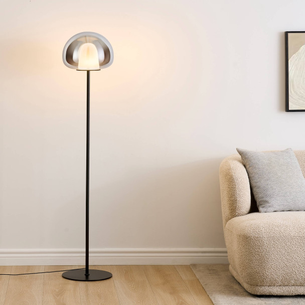 Lampadaire contemporain verre fumé LED intégrée...