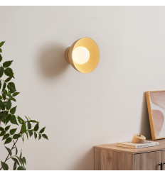 Applique ou spot en métal taupe et verre blanc 20 cm - Senka