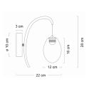 Applique dorée LED en arc avec globe ovale suspendu - Nuvéo