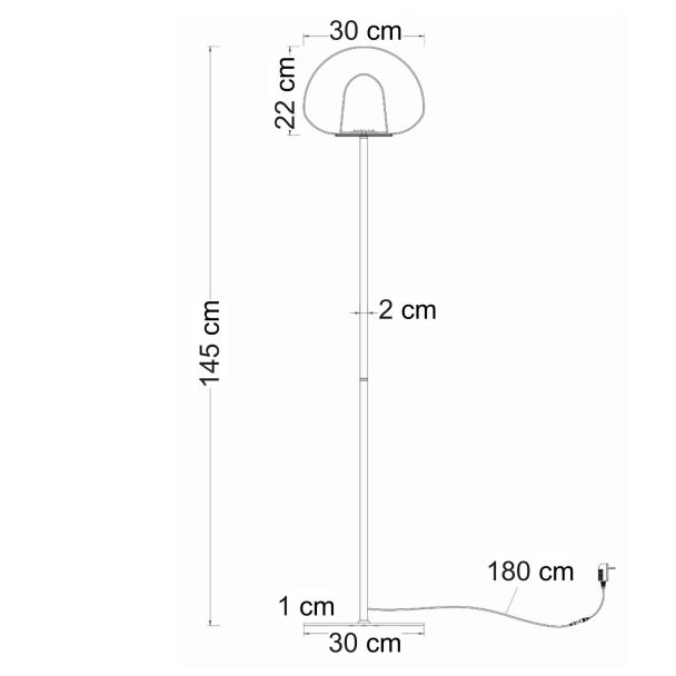 Lampadaire contemporain verre fumé LED intégrée 145 cm - Esteban