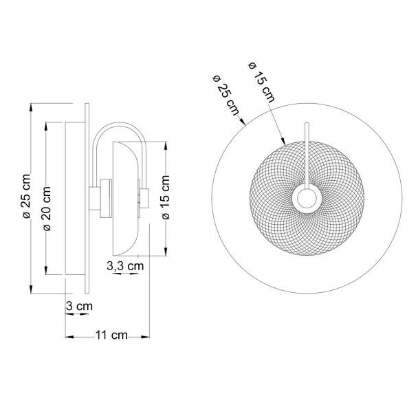 Applique disque rond dorée et verre gaufré 25 cm - Milovan