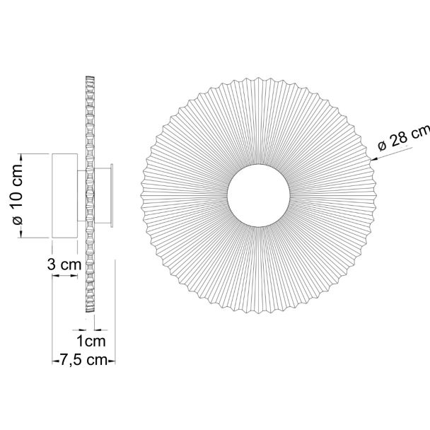Applique design dorée disque plissé LED 28 cm - Ambrelia