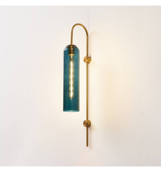 Grande applique tube en verre bleu et métal laiton - Napoli 2