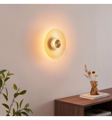 Applique design dorée disque plissé LED 28 cm - Ambrelia