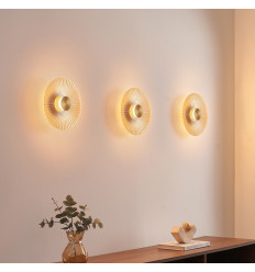 Applique design dorée disque plissé LED 28 cm - Ambrelia 2